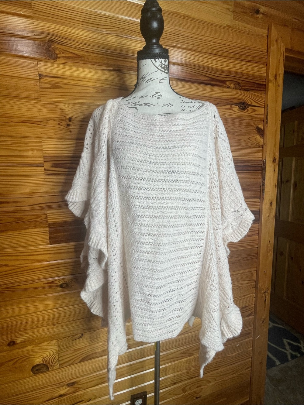 Free People Blush Open-Knit Poncho SZ S